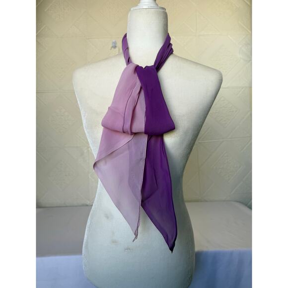 SCARF purple to pink thin silk? 9" x 68" small flaw see pictures - Picture 5 of 6